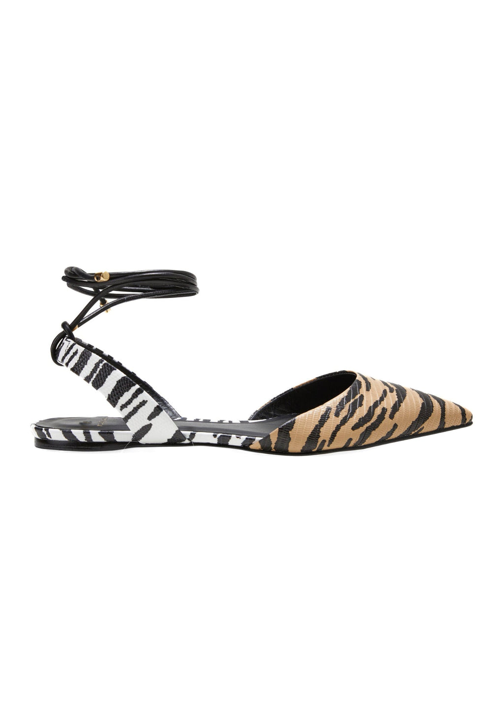 Palmito Animal Print Calf Leather Flat Sandals – Pointed Toe