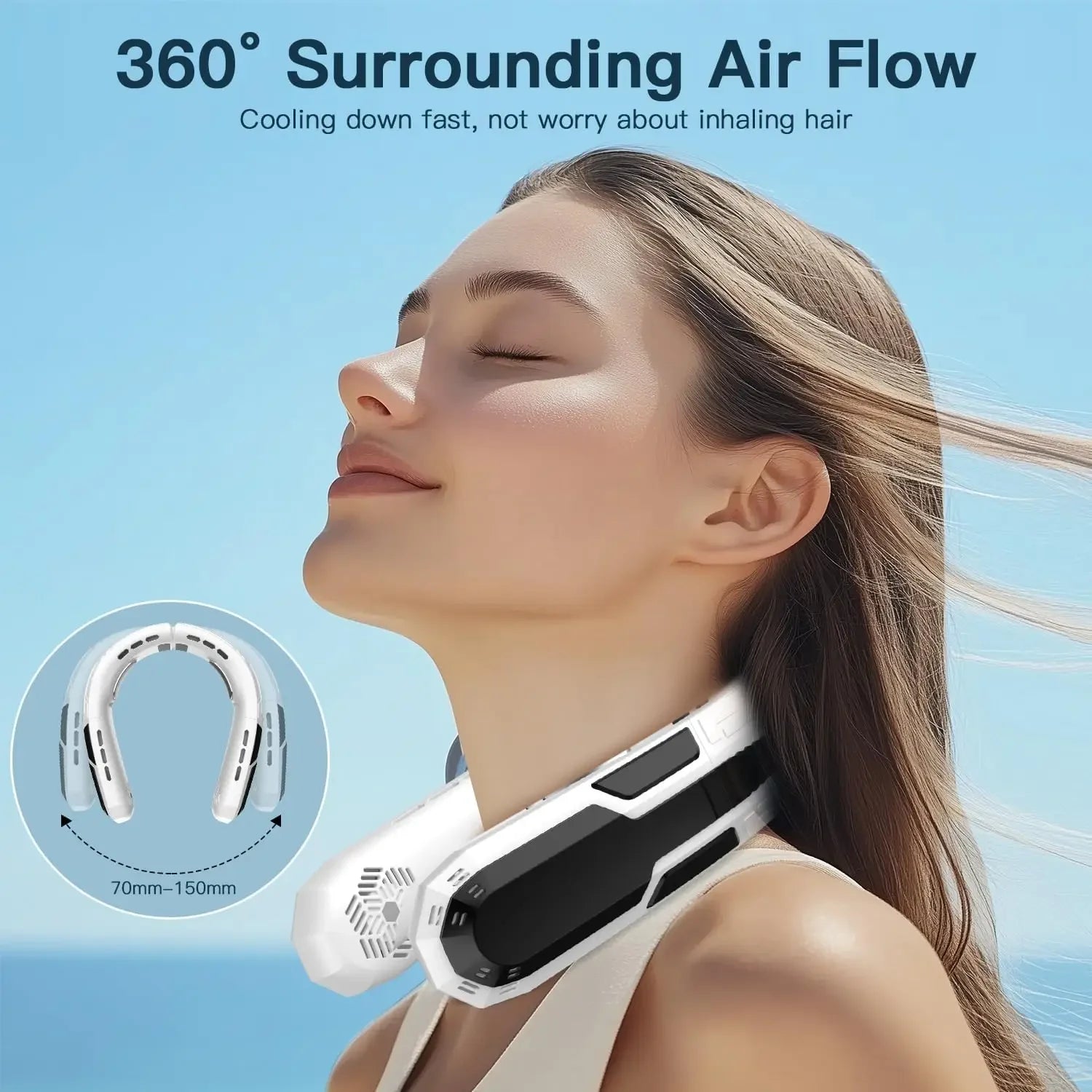 Portable Neck Fan, 6000mAh Battery Neck Fan Rechargeable, 360° Cooling Personal Fan, 3 Speeds Foldable Quiet Wearable Fan for camping，Travel Outdoor Indoor, Birthday Gifts