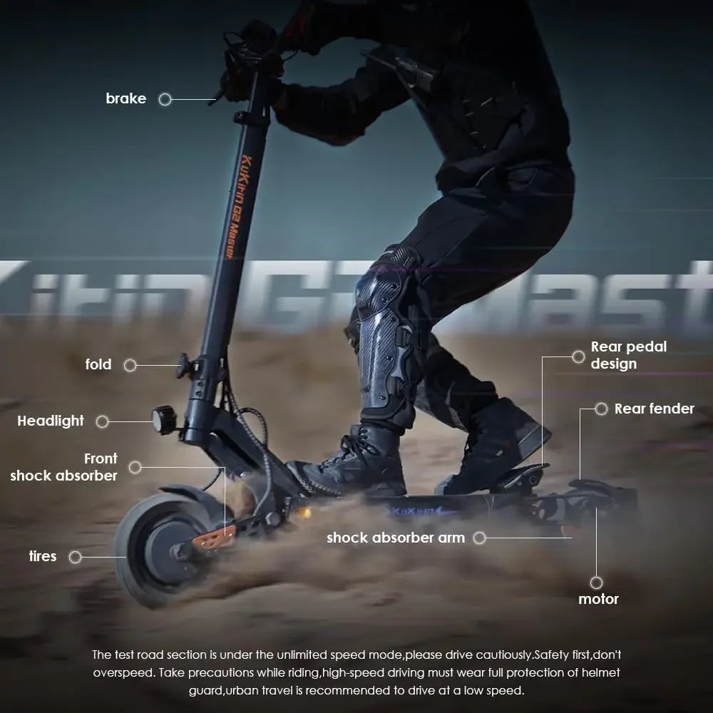 KuKirin G2 Master Adult Electric Scooter Dual Motor All-Terrain Escooter 52V20.8AH Battery 10”Tire Foldable E-Scooter